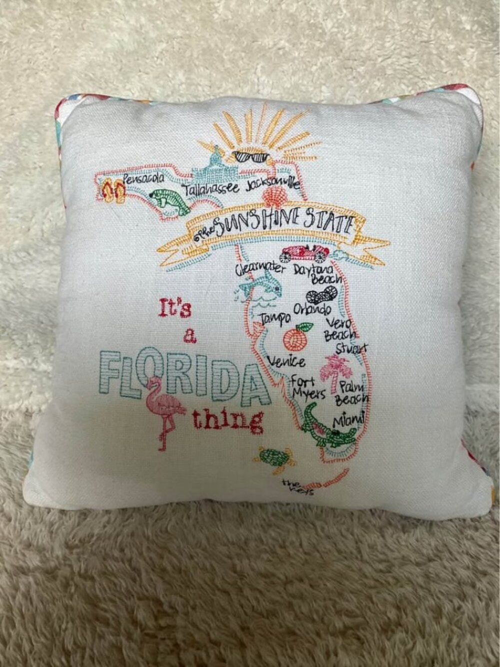 Embroidered “Its A Florida Thing” Decorative Pillow